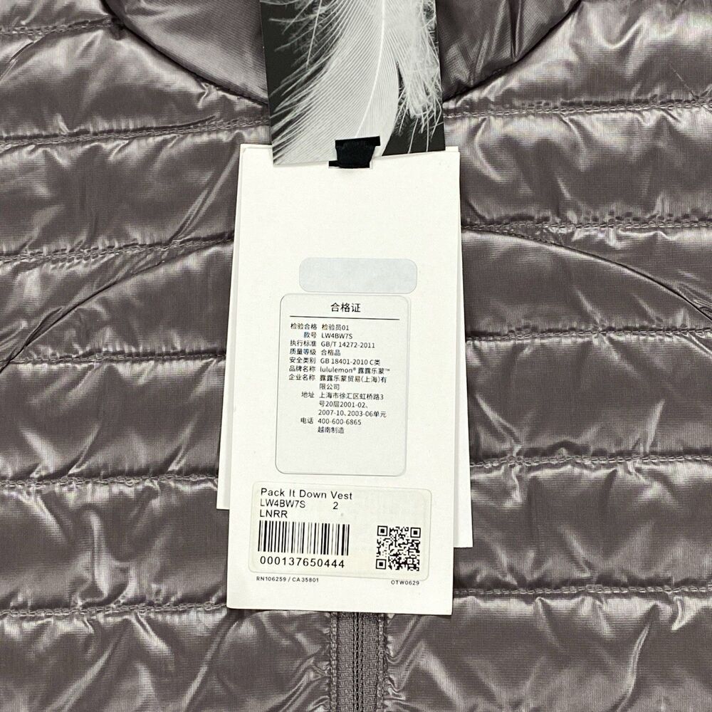 Lululemon Pack It Goose Down Vest Shine Lunar Rock Women's 2 NWT - Picture 14 of 16